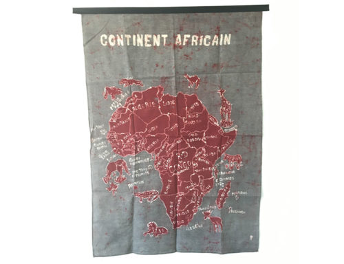 Batik Wandbehang - Kontinent Afrika - Grau